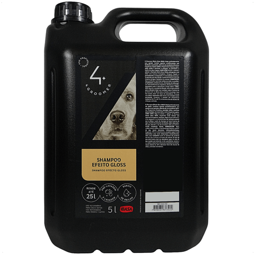 SHAMPOO EFEITO GLOSS 5L 4 GROOMER PROFISSIONAL IBASA PARA CÃES E GATOS